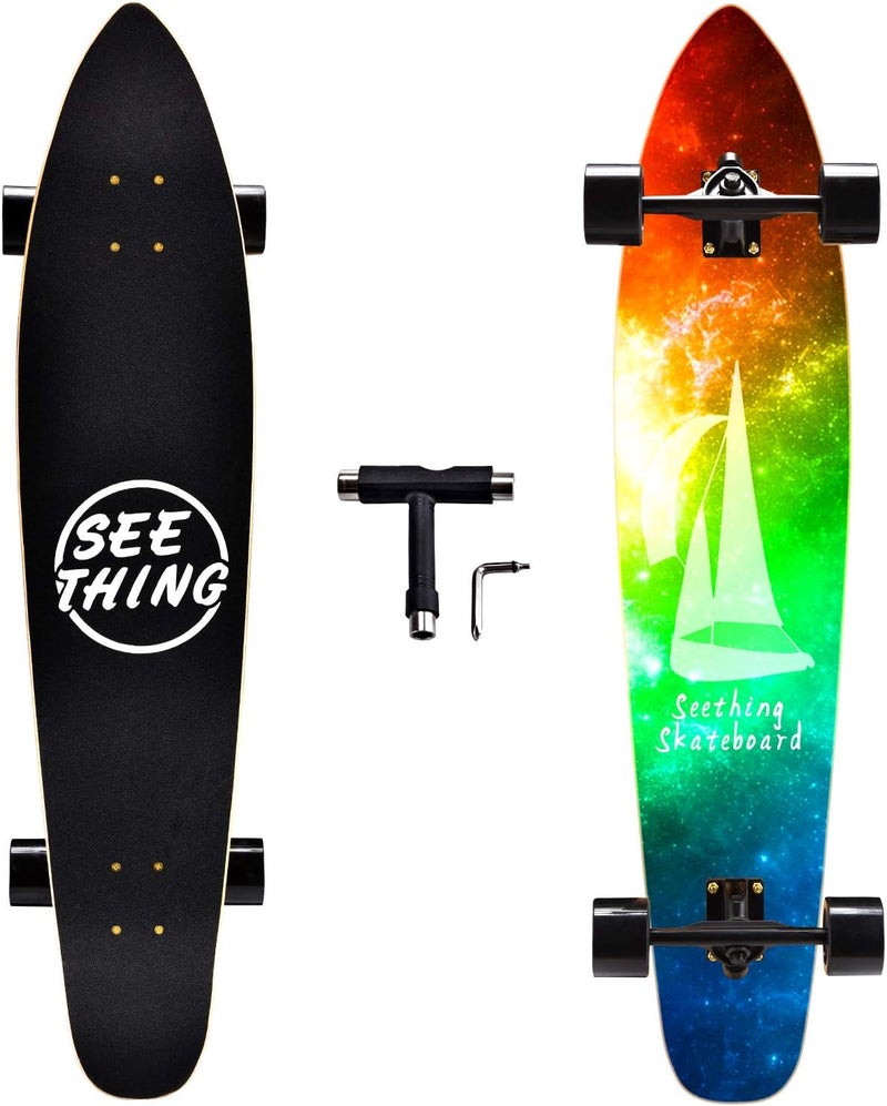Seething 42 Inch Longboard Skateboard Complete Cruiser Pintail,The Original Artisan Maple Skateboard Cruiser Pintail for Cruising, Carving, Free-Style and Downhill - Image 1